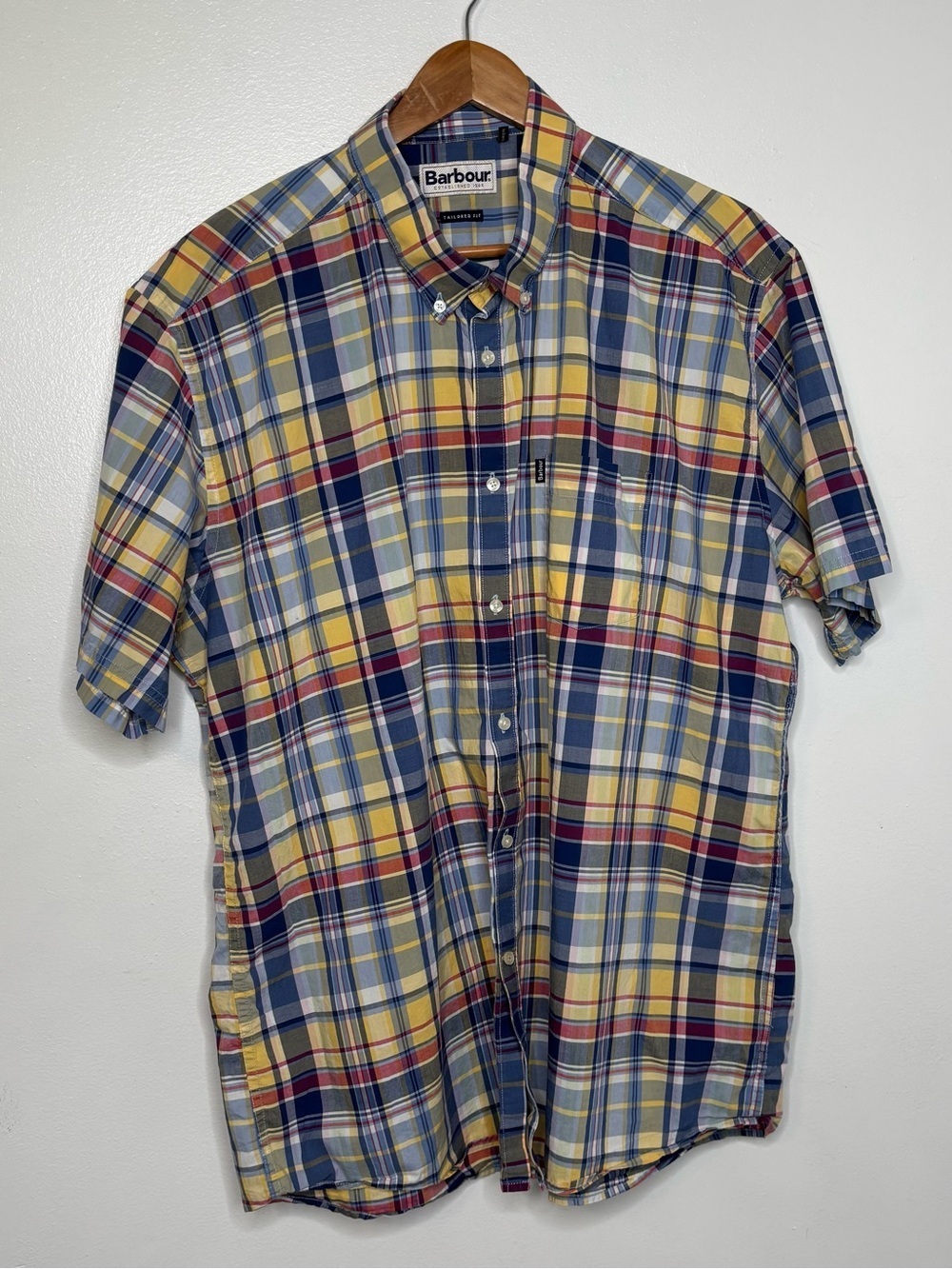 Barbour Shirt Mens XL Multi Color Plaid Gerald Short Sleeve Button Down